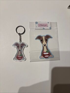 Italian Greyhound Keychain and Sticker Set